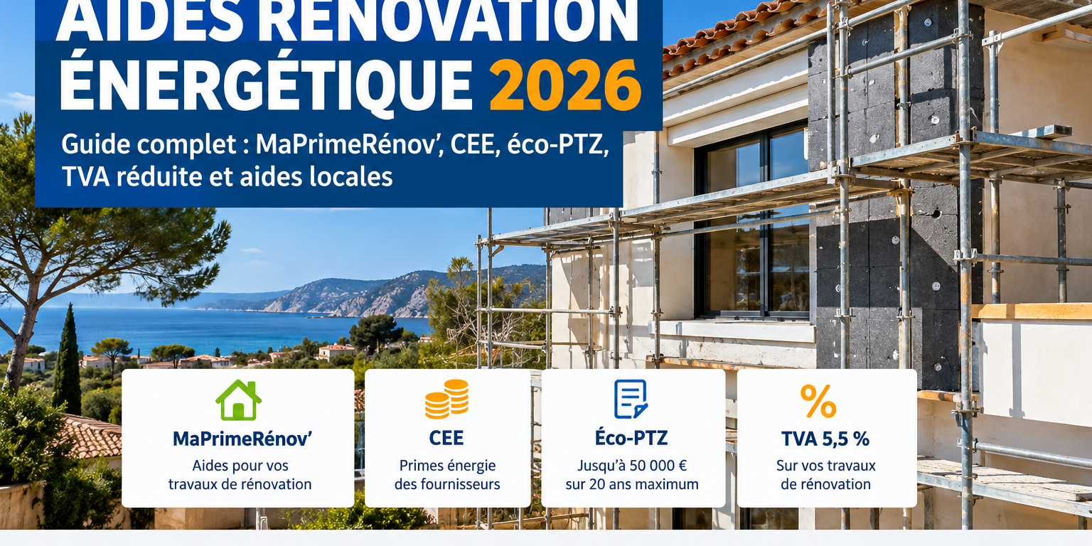Aides rénovation énergétique 2026 Aides rénovation énergétique 2026 : MaPrimeRénov’, CEE, éco-PTZ et TVA à 5,5 %